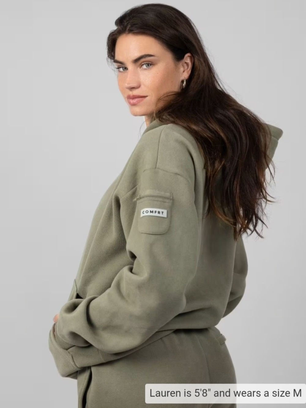 Comfrt Travel Olive Green Hooded Sweatshirt Sz S